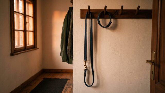 Leere Hundeleine an der Garderobe